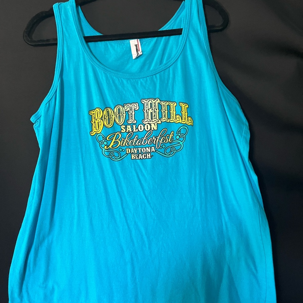 Gildan Blue Tank Top with Yellow Graphic
